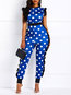 Maxi Slim Polka Dot Polyester Pattern Jumpsuit (Style V201140)