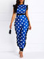 Maxi Slim Polka Dot Polyester Pattern Jumpsuit (Style V201140)