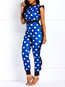 Maxi Slim Polka Dot Polyester Pattern Jumpsuit (Style V201140)