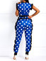 Maxi Slim Polka Dot Polyester Pattern Jumpsuit (Style V201140)