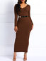 Casual Bodycon Off The Shoulder Plain Satin Casual Dresses (Style V201141)