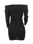 Sexy Bodycon Off The Shoulder Cascading Ruffle Polyester Bodycon Dresses (Style V201145)