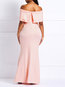 Elegant Trumpet Off The Shoulder Plain Patchwork Maxi Dresses (Style V201147)