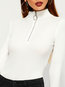 Stand Collar Casual Plain Knitted Zipper Sweater (Style V201150)