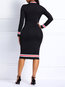 Casual Bodycon Color Block Patchwork Polyester Knee Length Dresses (Style V201153)
