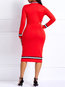 Casual Bodycon Color Block Patchwork Polyester Knee Length Dresses (Style V201153)
