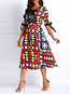 Casual A-line Geometric Print Satin Casual Dresses (Style V201157)