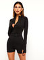 Mini Slim Casual Plain Polyester Jumpsuit (Style V201160)