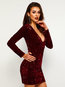Bodycon V-neck Plain Sequin Polyester Bodycon Dresses (Style V201164)