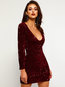 Bodycon V-neck Plain Sequin Polyester Bodycon Dresses (Style V201164)