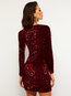 Bodycon V-neck Plain Sequin Polyester Bodycon Dresses (Style V201164)