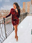 Bodycon V-neck Plain Sequin Polyester Bodycon Dresses (Style V201164)