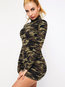 Casual Bodycon Turtleneck Camouflage Polyester Casual Dresses (Style V201169)