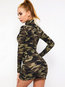 Casual Bodycon Turtleneck Camouflage Polyester Casual Dresses (Style V201169)