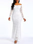 Elegant Mermaid Off The Shoulder Plain Hollow Out Maxi Dresses (Style V201174)