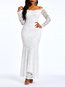 Elegant Mermaid Off The Shoulder Plain Hollow Out Maxi Dresses (Style V201174)