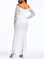 Elegant Mermaid Off The Shoulder Plain Hollow Out Maxi Dresses (Style V201174)
