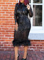 Elegant Bodycon Plain Patchwork Bodycon Dresses (Style V201202)