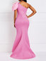 Elegant Mermaid Asymmetric Plain Patchwork Maxi Dresses (Style V201203)