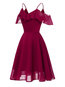 Elegant Trumpet Spaghetti Strap Cascading Ruffle Polyester Mini Dresses (Style V201204)
