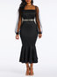Elegant Mermaid Round Neck Plain Patchwork Midi Dresses (Style V201214)