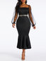 Elegant Mermaid Round Neck Plain Patchwork Midi Dresses (Style V201214)