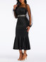 Elegant Mermaid Round Neck Plain Patchwork Midi Dresses (Style V201214)