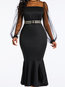 Elegant Mermaid Round Neck Plain Patchwork Midi Dresses (Style V201214)