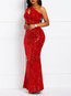 Sexy Asymmetric Plain Sequin Polyester Maxi Dresses (Style V201221)