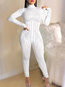 Slim Casual Plain Polyester Beaded Jumpsuit (Style V201225)