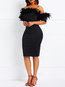 Sexy Sheath Asymmetric Plain Patchwork Knee Length Dresses (Style V201226)