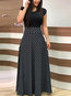 Expansion Round Neck Polka Dot Patchwork Polyester Maxi Dresses (Style V201231)