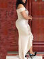 Elegant Off The Shoulder Plain Asymmetrical Polyester Maxi Dresses (Style V201235)