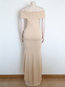 Elegant Off The Shoulder Plain Asymmetrical Polyester Maxi Dresses (Style V201235)