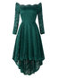 Elegant Asymmetrical Off The Shoulder Asymmetrical Polyester Midi Dresses (Style V201241)