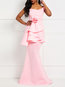 Western Expansion V-neck Plain Ruffle Maxi Dresses (Style V201246)