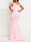 Western Expansion V-neck Plain Ruffle Maxi Dresses (Style V201246)