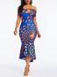 Elegant Mermaid Off The Shoulder Print Maxi Dresses (Style V201251)
