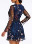 Date Night A-line Round Neck Floral Patchwork Mini Dresses (Style V201253)