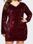 Sexy Bodycon V-neck Sequin Bodycon Dresses (Style V201255)