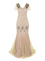 Party Mermaid V-neck Patchwork Polyester Maxi Dresses (Style V201258)