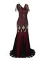 Party Mermaid V-neck Patchwork Polyester Maxi Dresses (Style V201258)