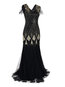 Party Mermaid V-neck Patchwork Polyester Maxi Dresses (Style V201258)