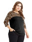 Midi Slim Casual Leopard Patchwork T Shirt (Style V201259)