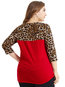 Midi Slim Casual Leopard Patchwork T Shirt (Style V201259)