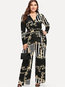 Maxi Slim Casual Floral Cotton Jumpsuit (Style V201261)