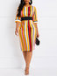 Date Night Bodycon Round Neck Striped Satin Bodycon Dresses (Style V201262)