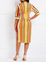 Date Night Bodycon Round Neck Striped Satin Bodycon Dresses (Style V201262)