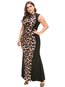 Date Night Mermaid Round Neck Leopard Polyester Maxi Dresses (Style V201269)