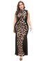 Date Night Mermaid Round Neck Leopard Polyester Maxi Dresses (Style V201269)